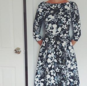 Nelli Uzun Boat Neck Floral Midi Dress Size 0